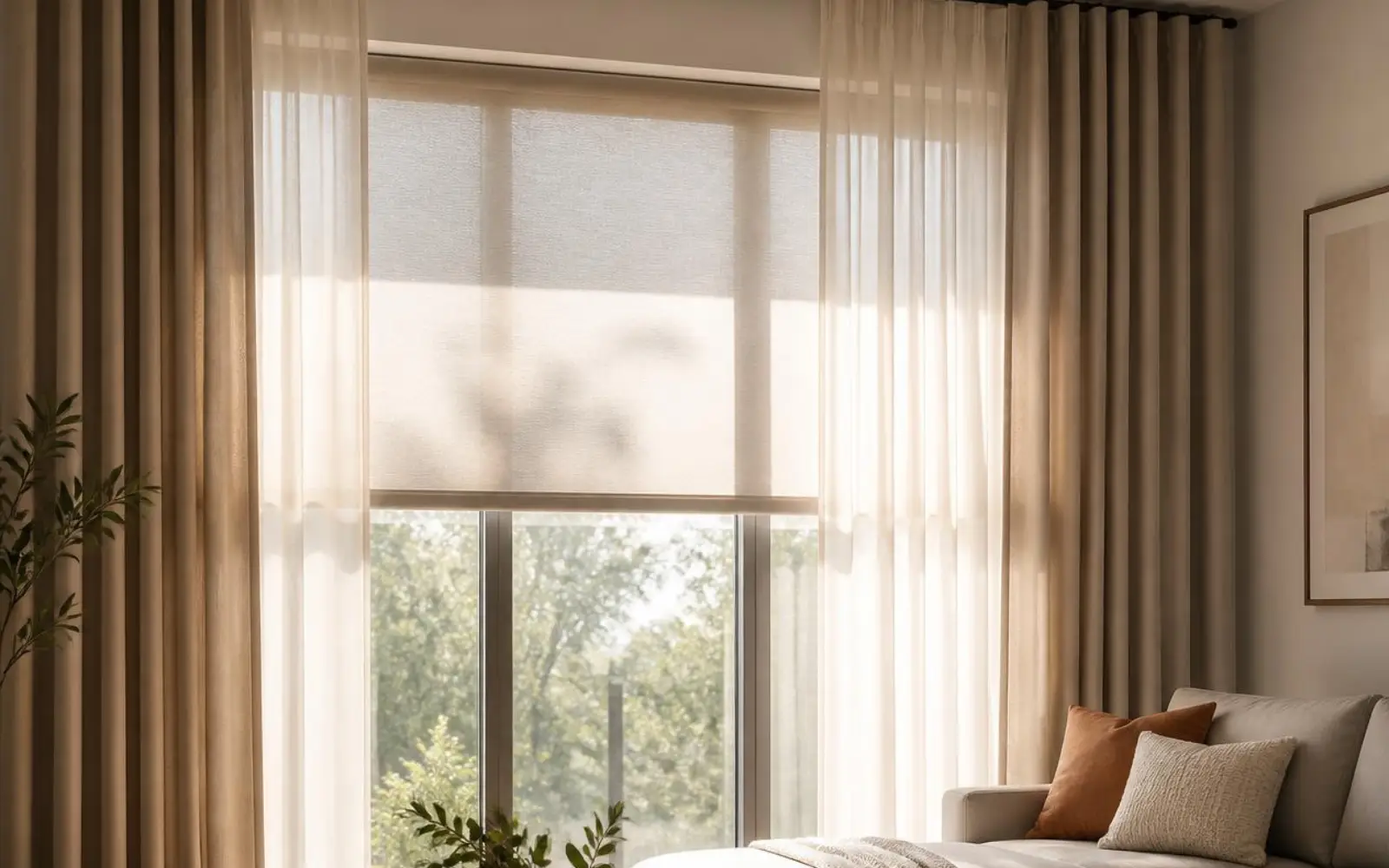 roller blinds and curtains
